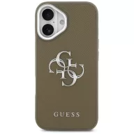   Guess Grained Big 4G Classic Logo Apple iPhone 17 hátlap tok kameravédő peremmel, barna-ezüst