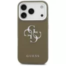 Guess Grained Big 4G Classic Logo Apple iPhone 17 Pro hátlap tok kameravédő peremmel, barna-ezüst