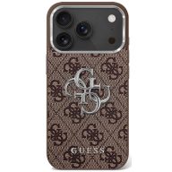  Guess 4G Big 4G Classic Logo Apple iPhone 17 hátlap tok kameravédő peremmel, barna-ezüst