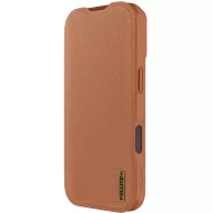 Nillkin Qin Pro Apple iPhone 17 Pro bőr flip tok, barna