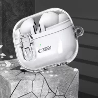   Tech-Protect FlexAir Samsung Galaxy Buds 3 / 3 FE / 3 Pro tok, karabinerrel, átlátszó