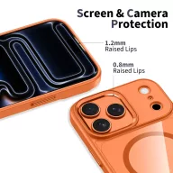   Tech-Protect Magmat Apple iPhone 17 Pro hátlap tok, MagSafe, Matte Cosmic, átlátszó-narancs