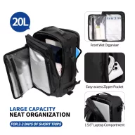   Tech-Protect Defender S50 utazó táska, Ryanair / Wizzair kompatibilis, 20L, 40x20x25cm, fekete