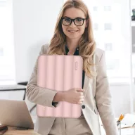   Tech-Protect Puffy univerzális laptop táska / tartó, ütéscsillapító habréteggel, plüss béléssel, 13-14col, rozéarany