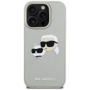 Karl Lagerfeld HC 3D Rubber Double Heads iPhone 16 Pro Max hátlap tok kameravédelemmel, bézs