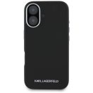 Karl Lagerfeld Saffiano Full Wrapped Elongated Metal Logo iPhone 16 hátlap tok kameravédelemmel, MagSafe, fekete