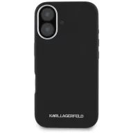   Karl Lagerfeld Saffiano Full Wrapped Elongated Metal Logo iPhone 16 hátlap tok kameravédelemmel, MagSafe, fekete