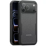   Dux Ducis SHLD Apple iPhone 17 Pro hátlap tok megerősített szélekkel, kameravédelemmel, fekete (háromszög minta)