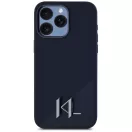 Karl Lagerfeld Silicone Shadow Metal Initial iPhone 15 Pro Max hátlap tok kameravédelemmel, MagSafe, fekete