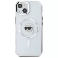   Karl Lagerfeld IML Metal Karl Head iPhone 15 hátlap tok kameravédelemmel, MagSafe, fehér