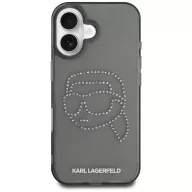   Karl Lagerfeld IML Rhinestones Karl Head iPhone 16 hátlap tok kameravédelemmel, fekete