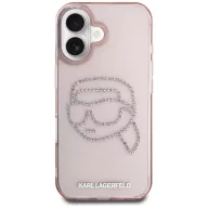   Karl Lagerfeld IML Rhinestones Karl Head iPhone 16 hátlap tok kameravédelemmel, rózsaszín