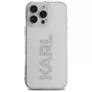 Karl Lagerfeld IML Rhinestones Logo iPhone 16 Pro hátlap tok kameravédelemmel, fehér