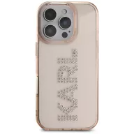   Karl Lagerfeld IML Rhinestones Logo iPhone 16 Pro Max hátlap tok kameravédelemmel, rózsaszín