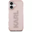Karl Lagerfeld IML Rhinestones Logo iPhone 16 hátlap tok kameravédelemmel, rózsaszín