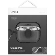 Uniq Glase Pro Apple AirPods Pro 2 tok karabinerrel, szürke