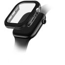 Uniq Voute Apple Watch 11 / Watch 10 46mm műanyag tok, tempered glass kijelzővédő üvegfóliával, fekete