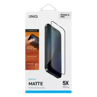   Uniq Optix Matte Apple iPhone 16 Plus tempered glass kijelzővédő üvegfólia felhelyező kerettel, fekete