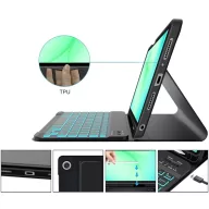   Tech-Protect Sc Pen + Keyboard Samsung Galaxy Tab A9+ / Tab A11+ oldalra nyíló, kitámasztható mappa tok ceruza tartóval, mágneses rögzítés, billentyűzettel, fekete