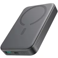   Joyroom JR-W020 Powerbank / külső akkumulátor, USB-A port, USB-C port, MagSafe kompatibilis, USB-C-USB-C, 0.25m kábellel, 10000mAh, 20W, fekete