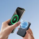 Joyroom JR-W020 Powerbank / külső akkumulátor, USB-A port, USB-C port, MagSafe kompatibilis, USB-C-USB-C, 0.25m kábellel, 10000mAh, 20W, fekete