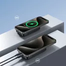 Joyroom JR-W020 Powerbank / külső akkumulátor, USB-A port, USB-C port, MagSafe kompatibilis, USB-C-USB-C, 0.25m kábellel, 10000mAh, 20W, fekete