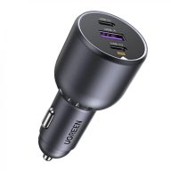   Ugreen CD130 2x USB-C + USB-A autós töltő, 130W, PD, fekete