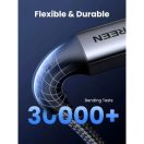 Ugreen US567 USB-C-USB-C töltő-és adatkábel, Nylon, 60W, 3A, 1m, fekete