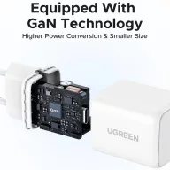   Ugreen X512 USB-C hálózati töltő adapter, GaN, 20W, fehér