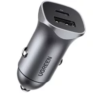 Ugreen CD130 USB-C-USB-A autós töltő, 3A, 30W, szürke