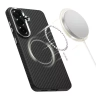   Tech-Protect Ion Carbon Samsung Galaxy S26 hátlap tok, MagSafe, fekete-ezüst