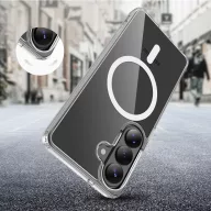   Tech-Protect Flexair Hybrid Samsung Galaxy S26 Plus hátlap tok, megerősített sarok, MagSafe, átlátszó-fehér