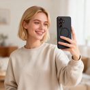 Tech-Protect Magcam Samsung Galaxy S26 hátlap tok, MagSafe, áttetsző-fekete (piros)