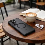   Tech-Protect MagPeak Samsung Galaxy S26 Ultra hátlap tok, MagSafe, áttetsző-fekete