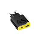 Tactical Minimi USB-C-USB-A gyorstöltő adapter, kompakt, GaN, 45W, sárga-fekete