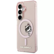   Karl Lagerfeld IML Choupette Peekaboo Logo Samsung Galaxy S26 Ultra mágneses tok, rózsaszín