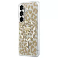   Guess IML Leopard Print Triangle Samsung Galaxy S26 mágneses tok, MagSafe, barna