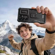   Tech-Protect Kevlar Cam+ Samsung Galaxy S26 Ultra tok kameravédelemmel, kitámasztóval, megerősített sarokkal, fekete