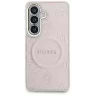   Guess Saffiano Peony Embossed Ring Samsung Galaxy S26 mágneses tok, MagSafe, rózsaszín