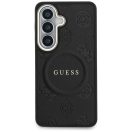 Guess Saffiano Peony Embossed Ring Samsung Galaxy S26 mágneses tok, MagSafe, fekete