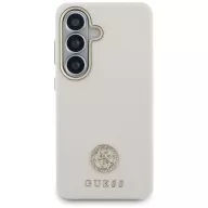   Guess Rhinestone Round Logo Samsung Galaxy S26 mágneses tok, MagSafe, bézs