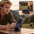 Tech-Protect Kevlar Cam+ Samsung Galaxy S25 FE tok kameravédelemmel, kitámasztóval, megerősített sarokkal, fekete