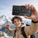 Tech-Protect Kevlar Cam+ Samsung Galaxy S25 FE tok kameravédelemmel, kitámasztóval, megerősített sarokkal, fekete