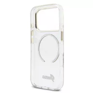   Guess IML Glitter Script Strap Apple iPhone 17 Pro csillámos hátlap tok karpánttal, MagSafe, átlátszó-arany