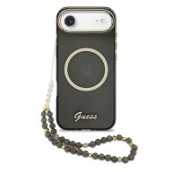   Guess IML Glitter Script Strap Apple iPhone Air (2025) csillámos hátlap tok karpánttal, MagSafe, fekete-arany