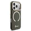 Guess IML Glitter Script Strap Apple iPhone 17 Pro csillámos hátlap tok karpánttal, MagSafe, fekete-arany