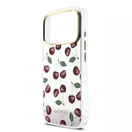   Guess PC/TPU Mirror Glitter Cherry Apple iPhone 17 Pro tok kameravédő peremmel, cseresznye minta