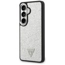 Guess Fixed Glitter Triangle Samsung Galaxy S26 mágneses tok, MagSafe, ezüst