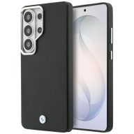   BMW Signature PU Leather Metal Logo Samsung Galaxy S26 Ultra MagSafe hátlap tok kameravédő peremmel, fekete