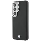 BMW Signature PU Leather Metal Logo Samsung Galaxy S26 Ultra MagSafe hátlap tok kameravédő peremmel, fekete